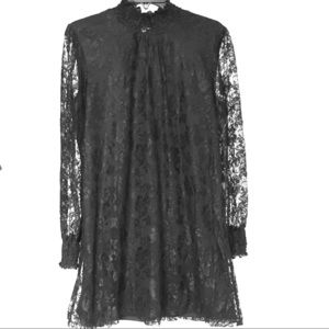 🖤 Long Sleeve Black Lace Mini Dress - Size XL